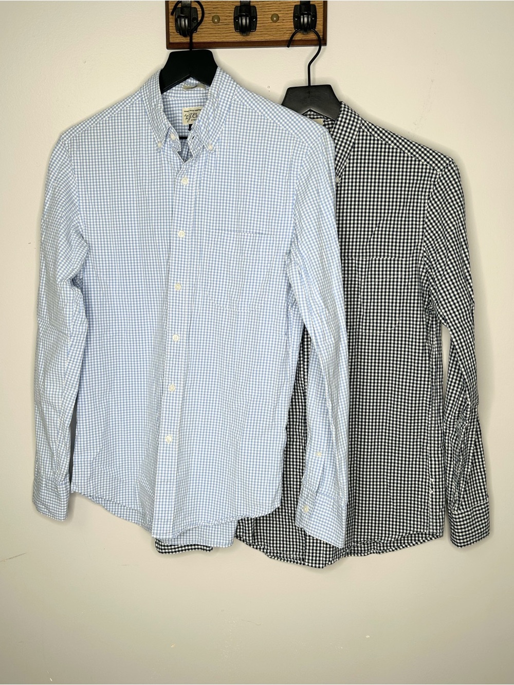 J. Crew Slim Fit Men’s Size S Checked Button Down Shirts Light Blue and Navy